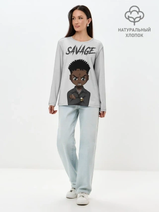 Лонгслив женский. Хлопок / 21 Savage