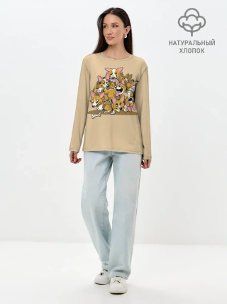 Лонгслив женский. Хлопок / Корги