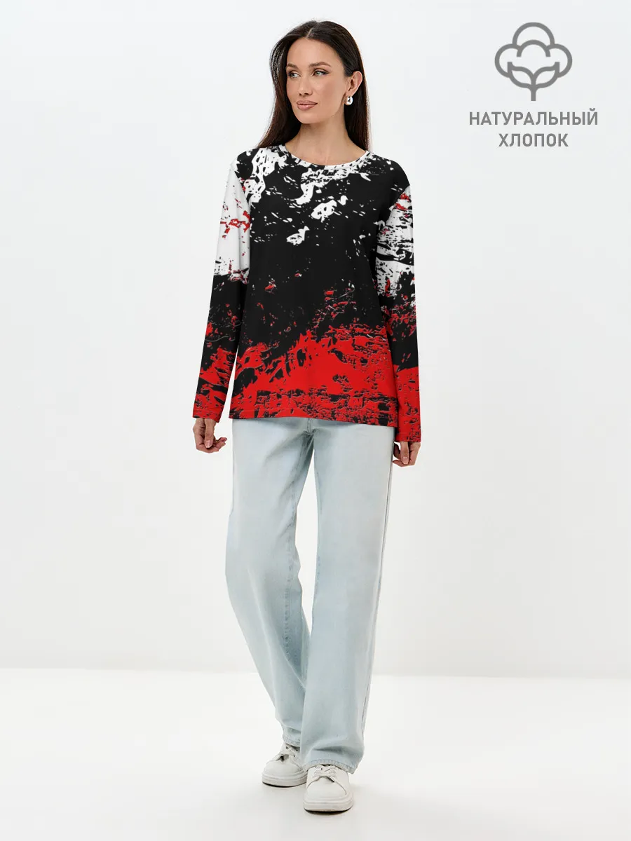 Лонгслив женский. Хлопок / БРЫЗГИ КРАСОК