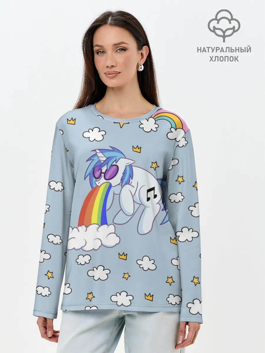 Лонгслив женский. Хлопок / Винил Скрэтч