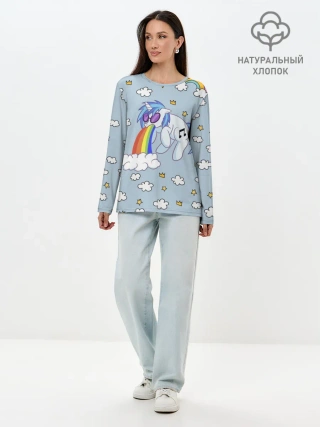 Лонгслив женский. Хлопок / Винил Скрэтч