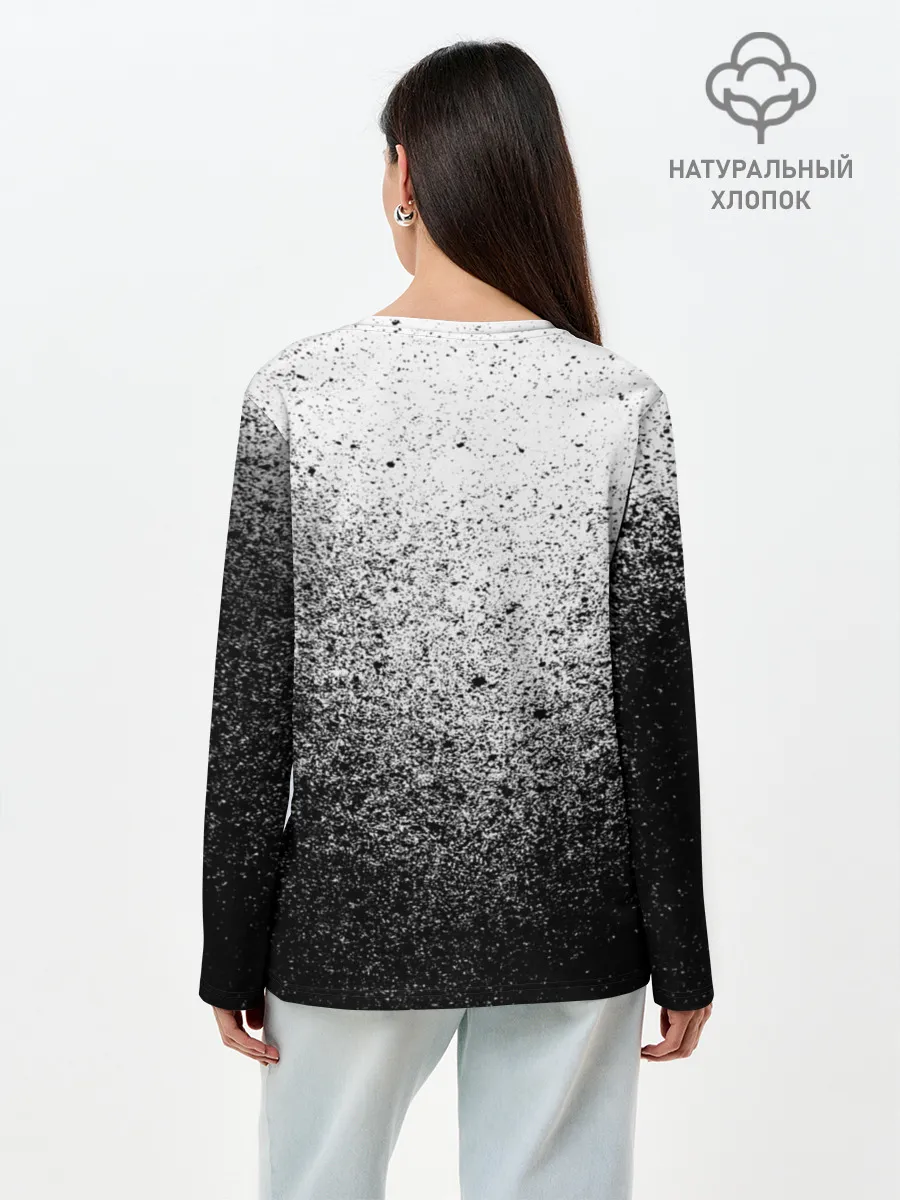 Лонгслив женский. Хлопок / БРЫЗГИ КРАСОК ЧЁРНЫЙ