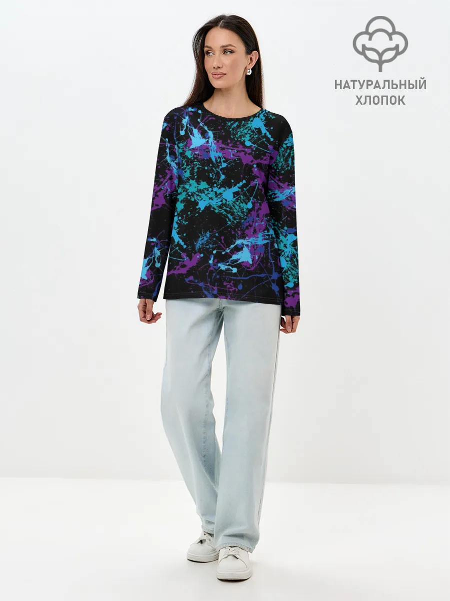 Лонгслив женский. Хлопок / Брызги