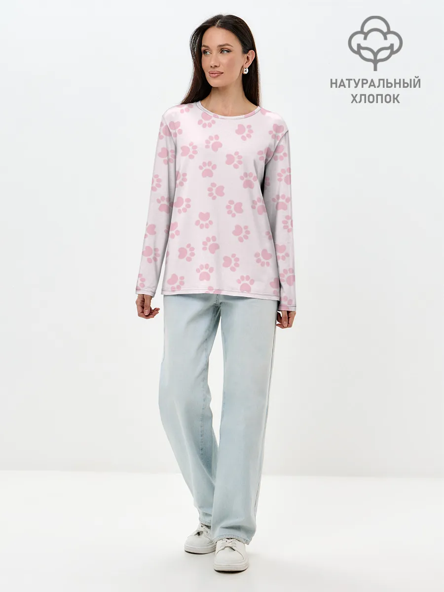 Лонгслив женский. Хлопок / Собачьи Следы