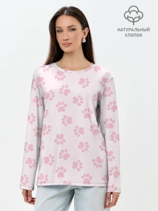 Лонгслив женский. Хлопок / Собачьи Следы