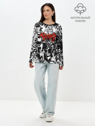 Лонгслив женский. Хлопок / BERSERK background logo