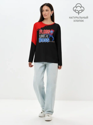 Лонгслив женский. Хлопок / Floss like a boss