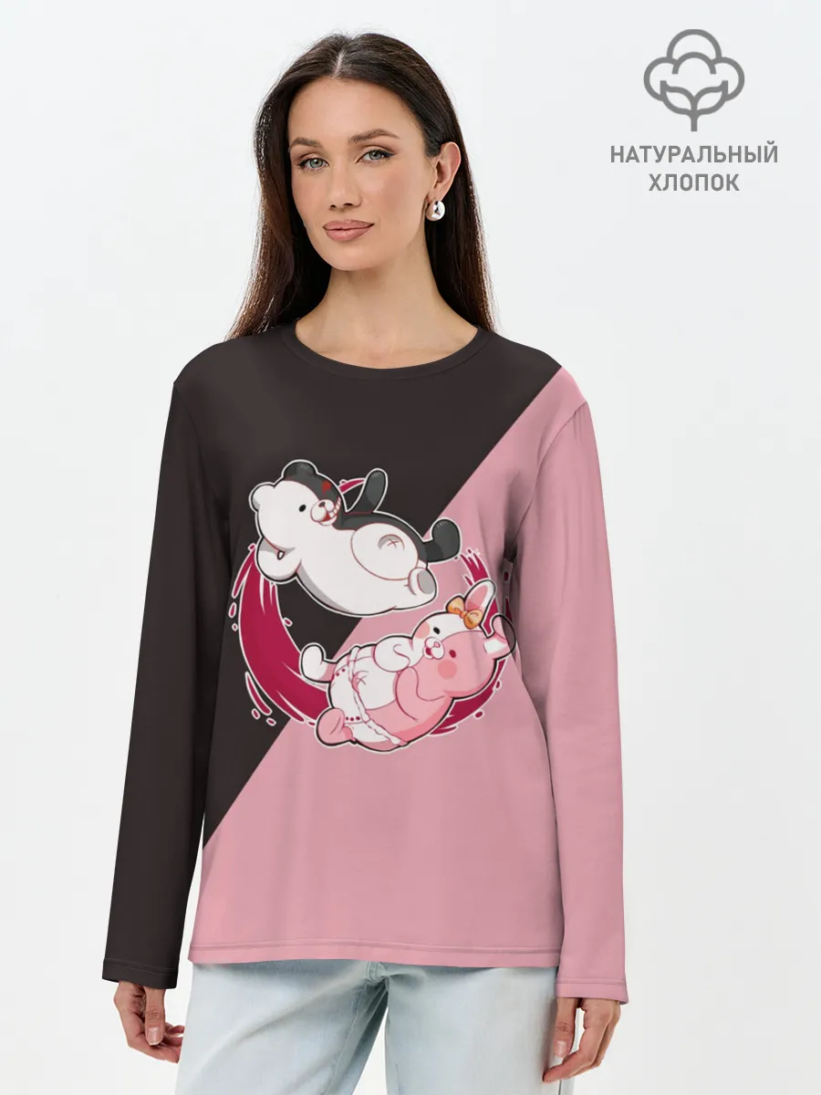 Лонгслив женский. Хлопок / MONOKUMA X MONOMI | МОНОКУМА