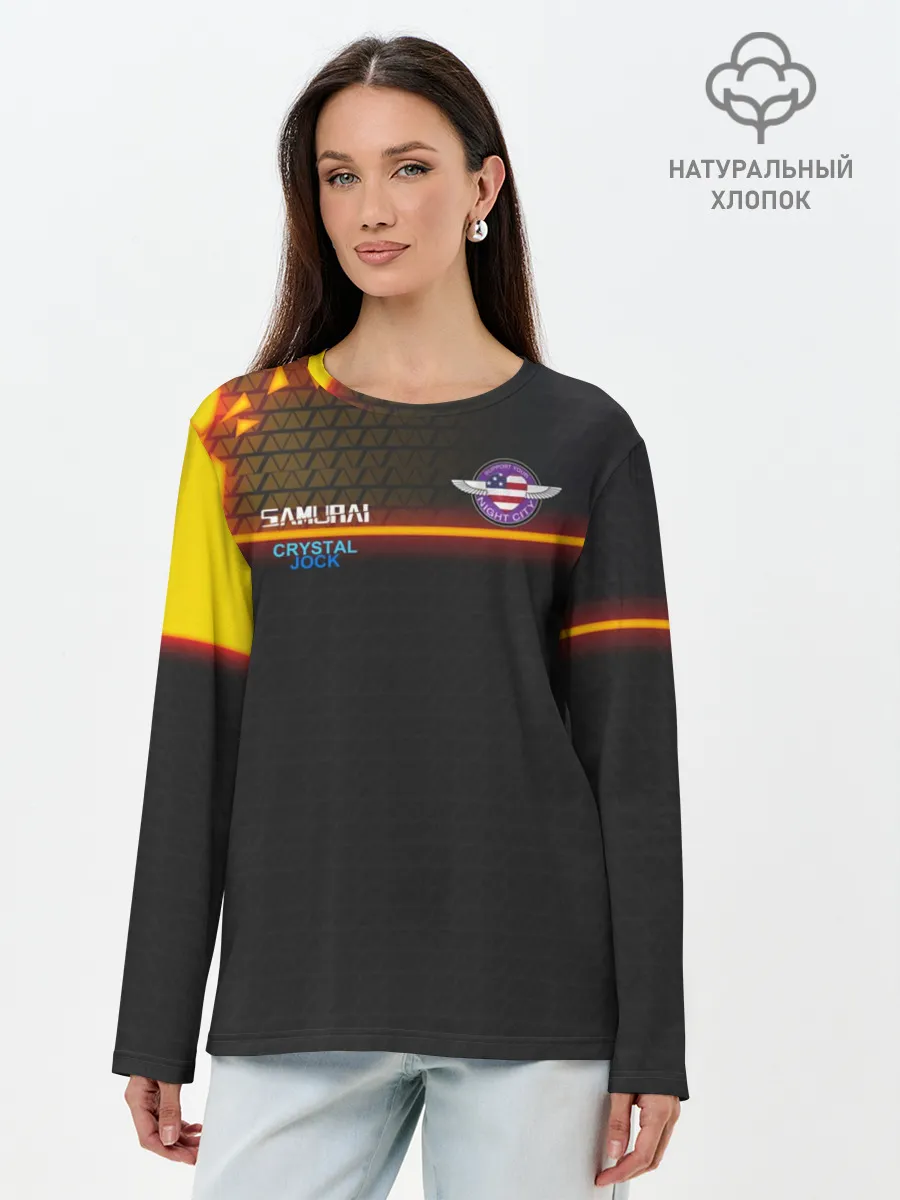 Лонгслив женский. Хлопок / CYBERPUNK 2077 SAMURAI