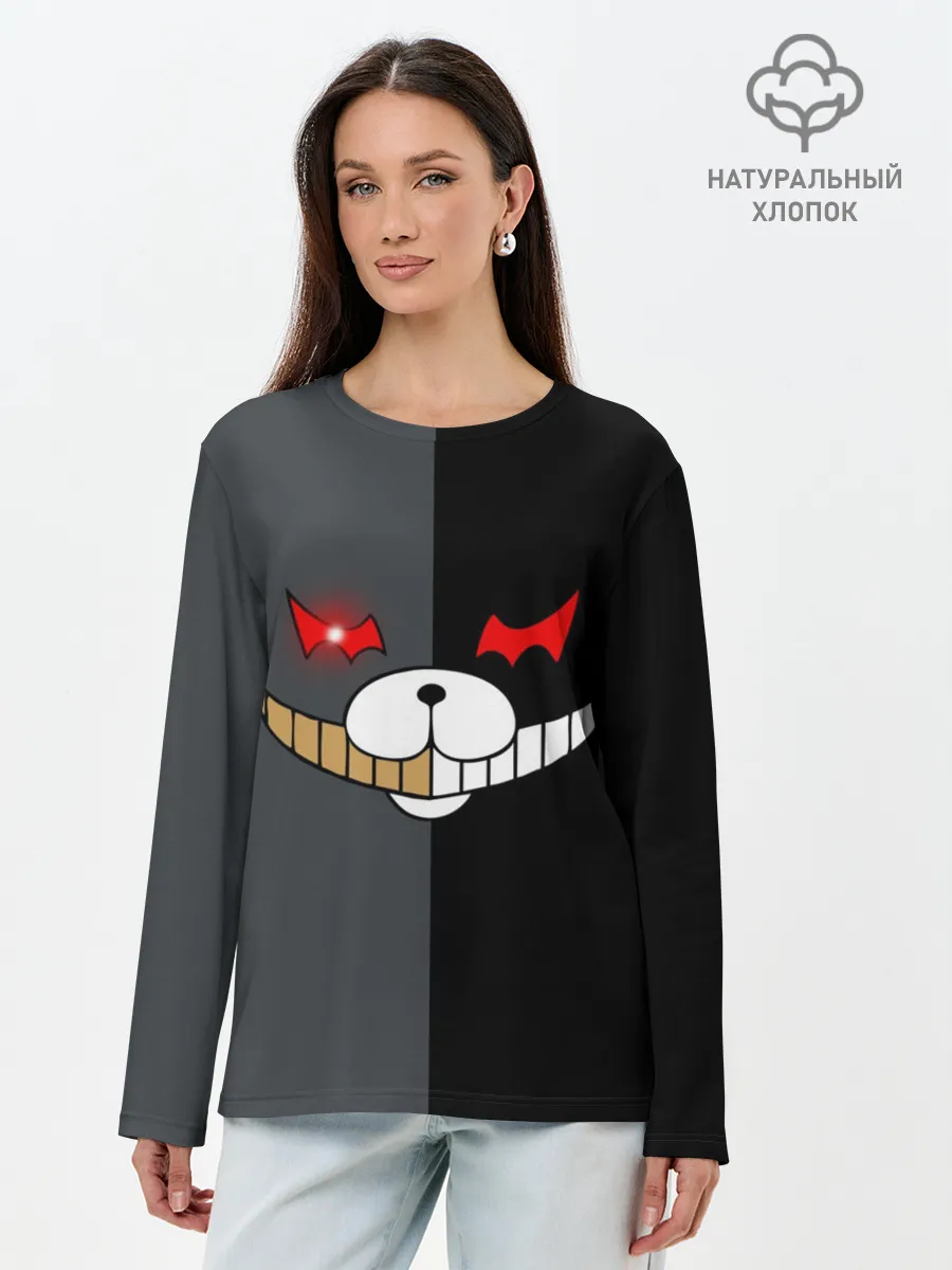 Лонгслив женский. Хлопок / KUROKUMA x MONOKUMA