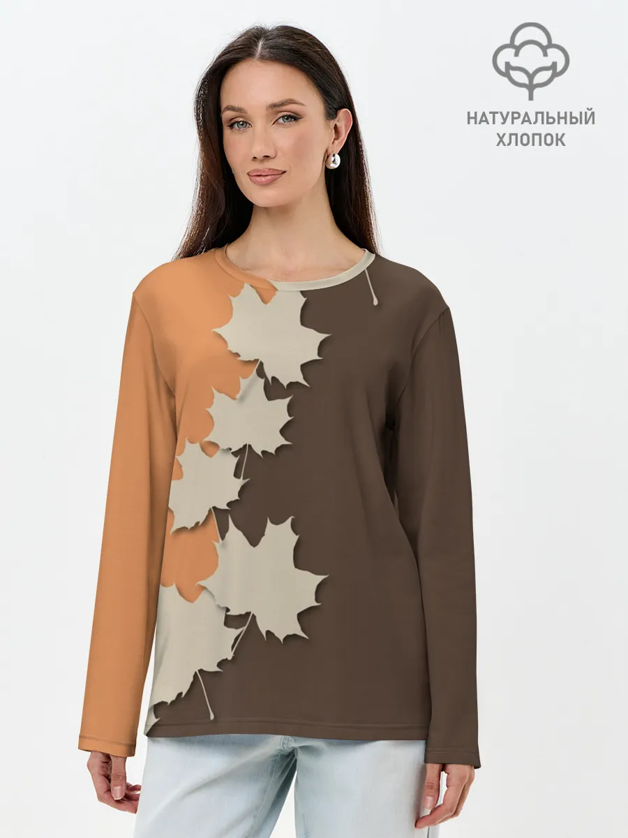 Лонгслив женский. Хлопок / ОСЕННИЕ ЛИСТЬЯ