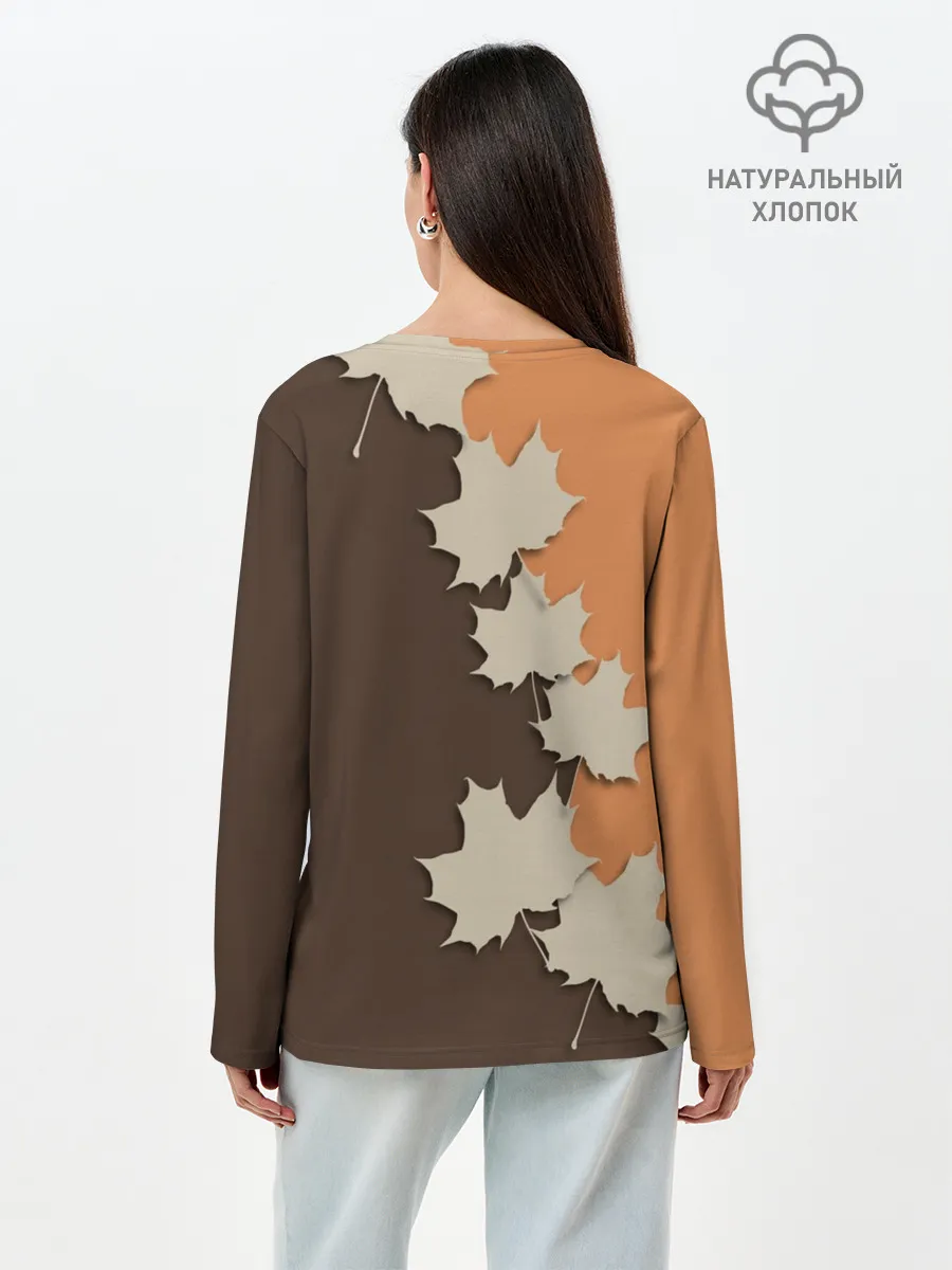 Лонгслив женский. Хлопок / ОСЕННИЕ ЛИСТЬЯ