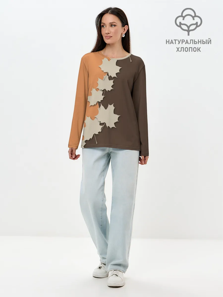 Лонгслив женский. Хлопок / ОСЕННИЕ ЛИСТЬЯ