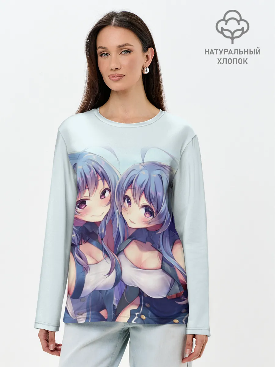 Лонгслив женский. Хлопок / Аниме девочки-двойняшки