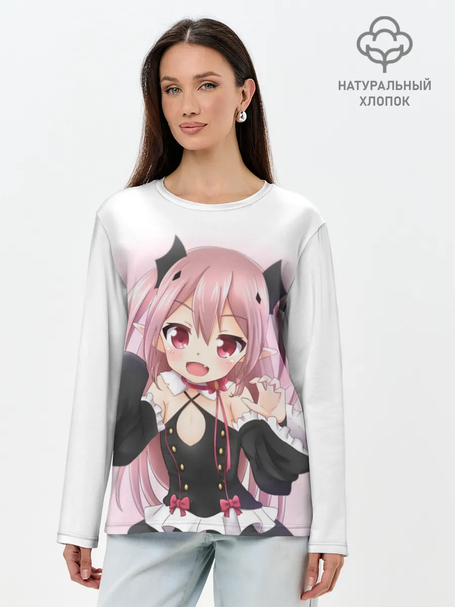 Лонгслив женский. Хлопок / Милый вампир