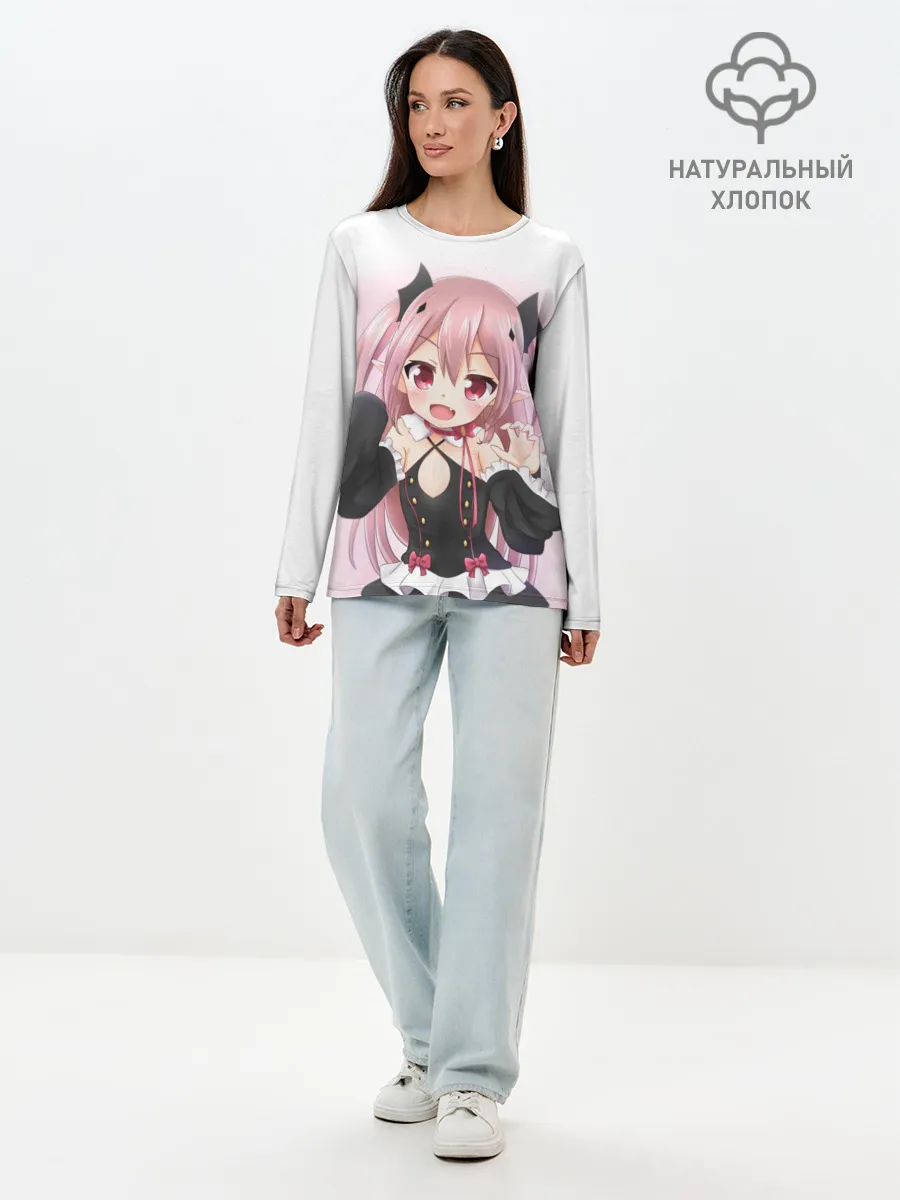 Лонгслив женский. Хлопок / Милый вампир