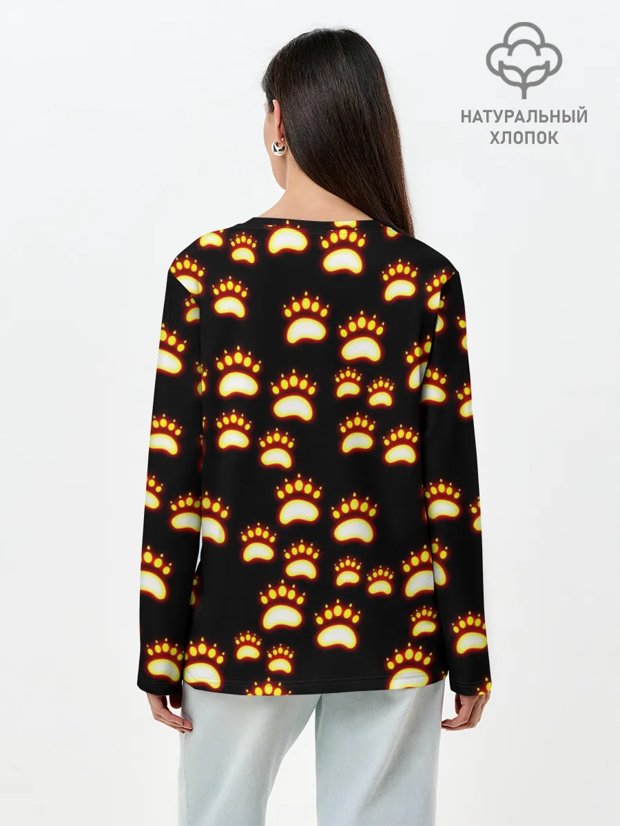 Лонгслив женский. Хлопок / Сила удара медведя