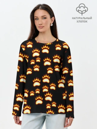 Лонгслив женский. Хлопок / Сила удара медведя