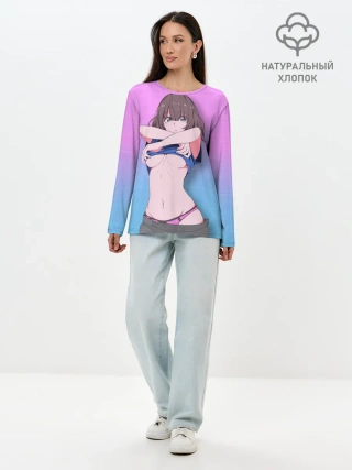 Лонгслив женский. Хлопок / Anime girl with sword