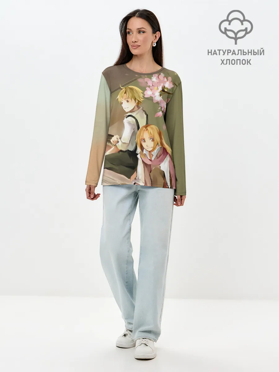 Лонгслив женский. Хлопок / Стальной алхимик