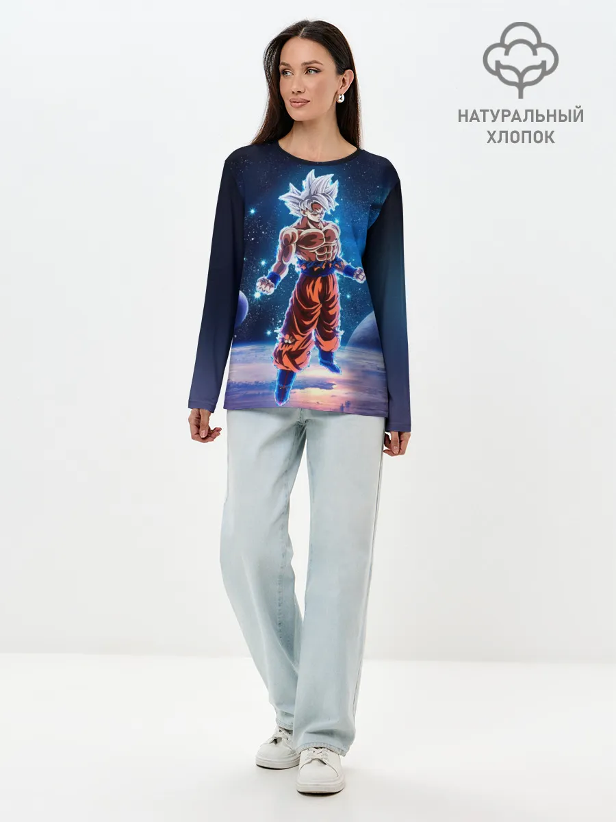 Лонгслив женский. Хлопок / Goku on a planet