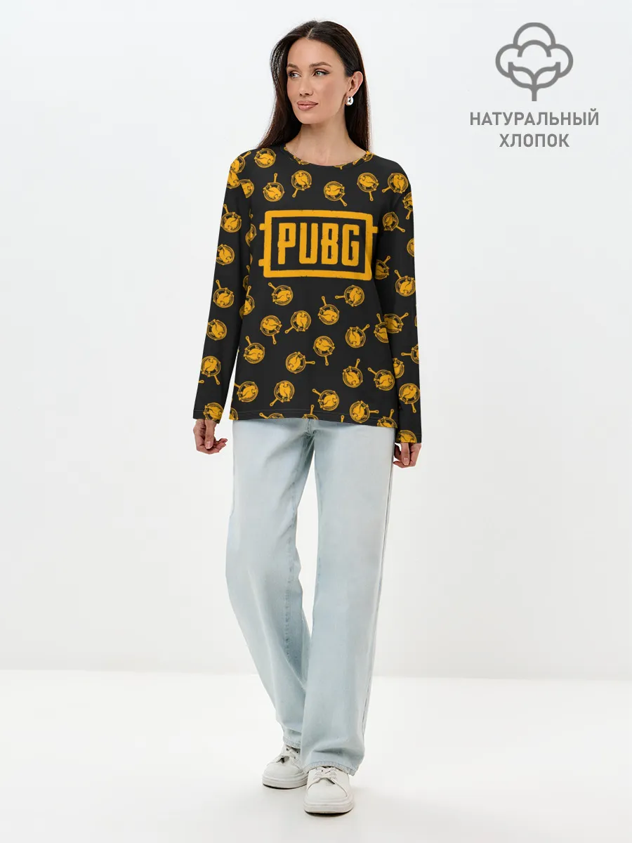 Лонгслив женский. Хлопок / PUBG CHIKEN | ПАБГ КУРИЦА