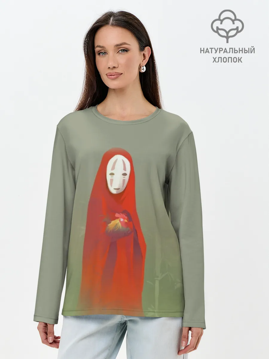Лонгслив женский. Хлопок / Каонаси с петухом