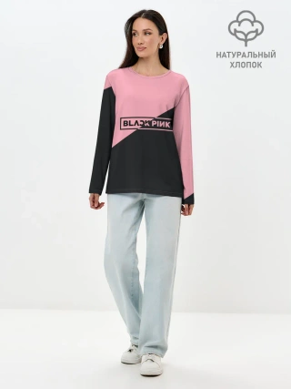 Лонгслив женский. Хлопок / Black Pink