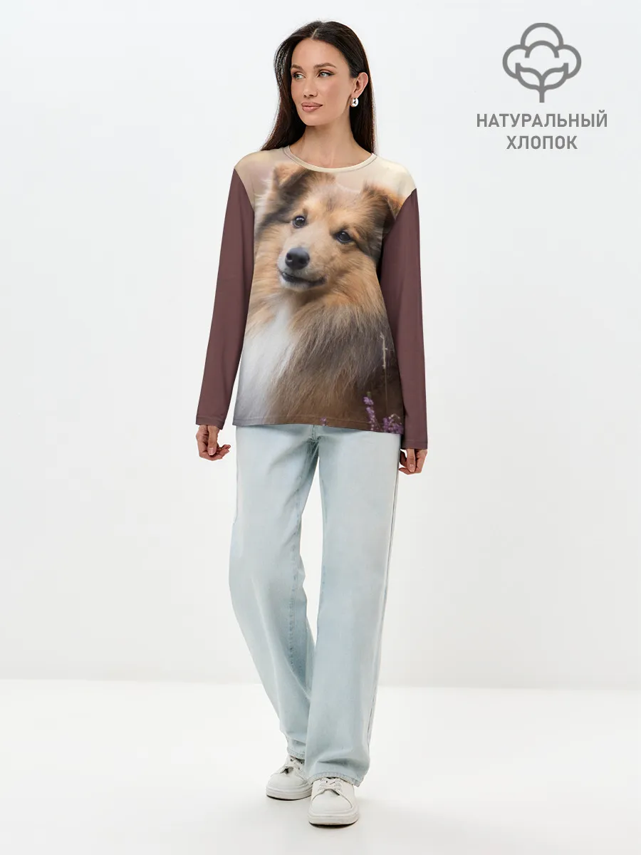 Лонгслив женский. Хлопок / Шелти