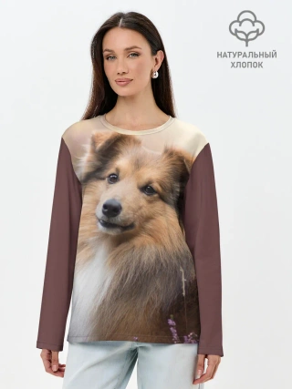 Лонгслив женский. Хлопок / Шелти