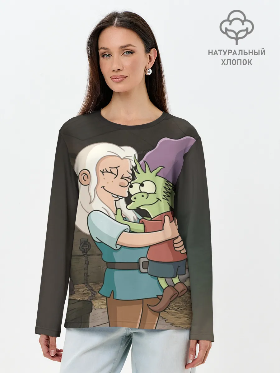 Лонгслив женский. Хлопок / Обнимашки