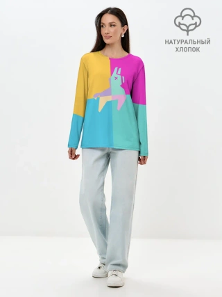 Лонгслив женский. Хлопок / FORNITE LLAMA