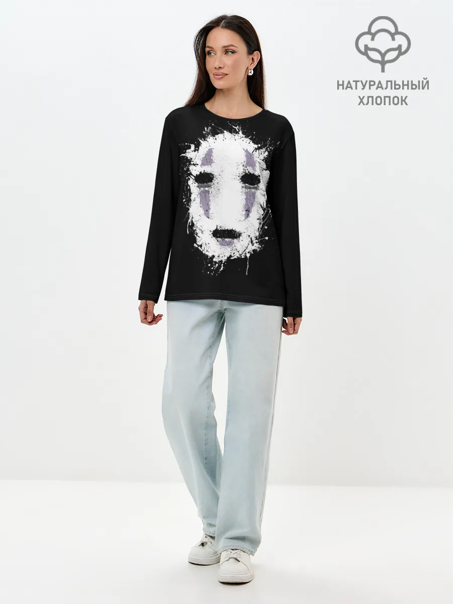 Лонгслив женский. Хлопок / Маска Безымянного бога Каонаси