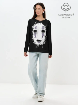 Лонгслив женский. Хлопок / Маска Безымянного бога Каонаси