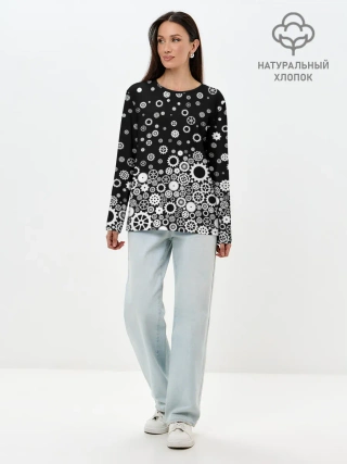 Лонгслив женский. Хлопок / Шестеренки
