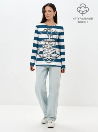 Лонгслив женский. Хлопок / в спокойном море плохие моряки