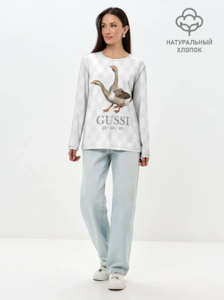 Лонгслив женский. Хлопок / Гуси