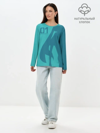 Лонгслив женский. Хлопок / Хацуне Мику 01