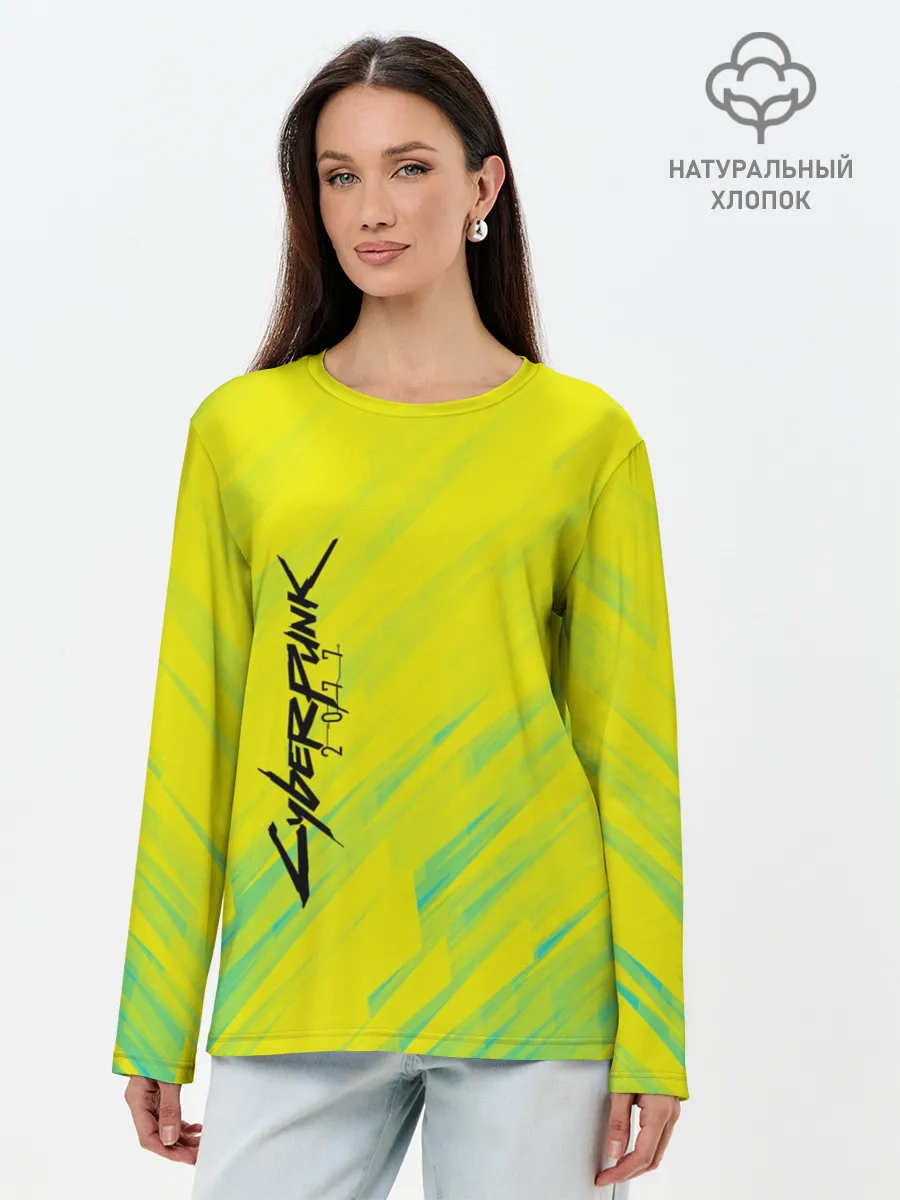 Лонгслив женский. Хлопок / CYBERPUNK 2077 | КИБЕРПАНК 2077