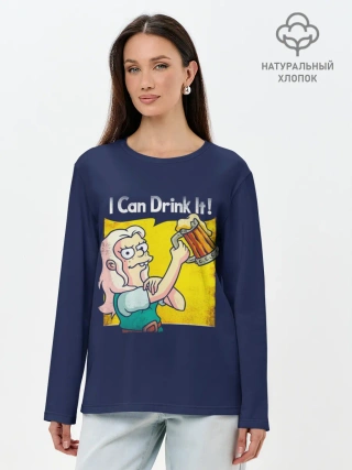 Лонгслив женский. Хлопок / Disenchantment.I Can Drink It!
