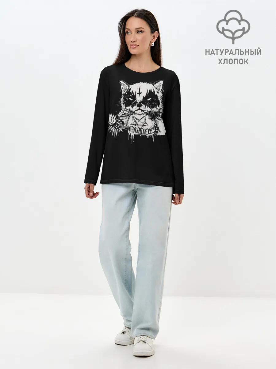 Лонгслив женский. Хлопок / Dark Cat