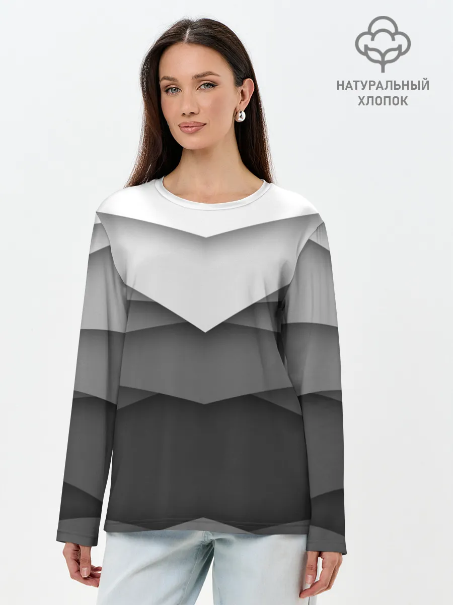 Лонгслив женский. Хлопок / Бумажные полосы