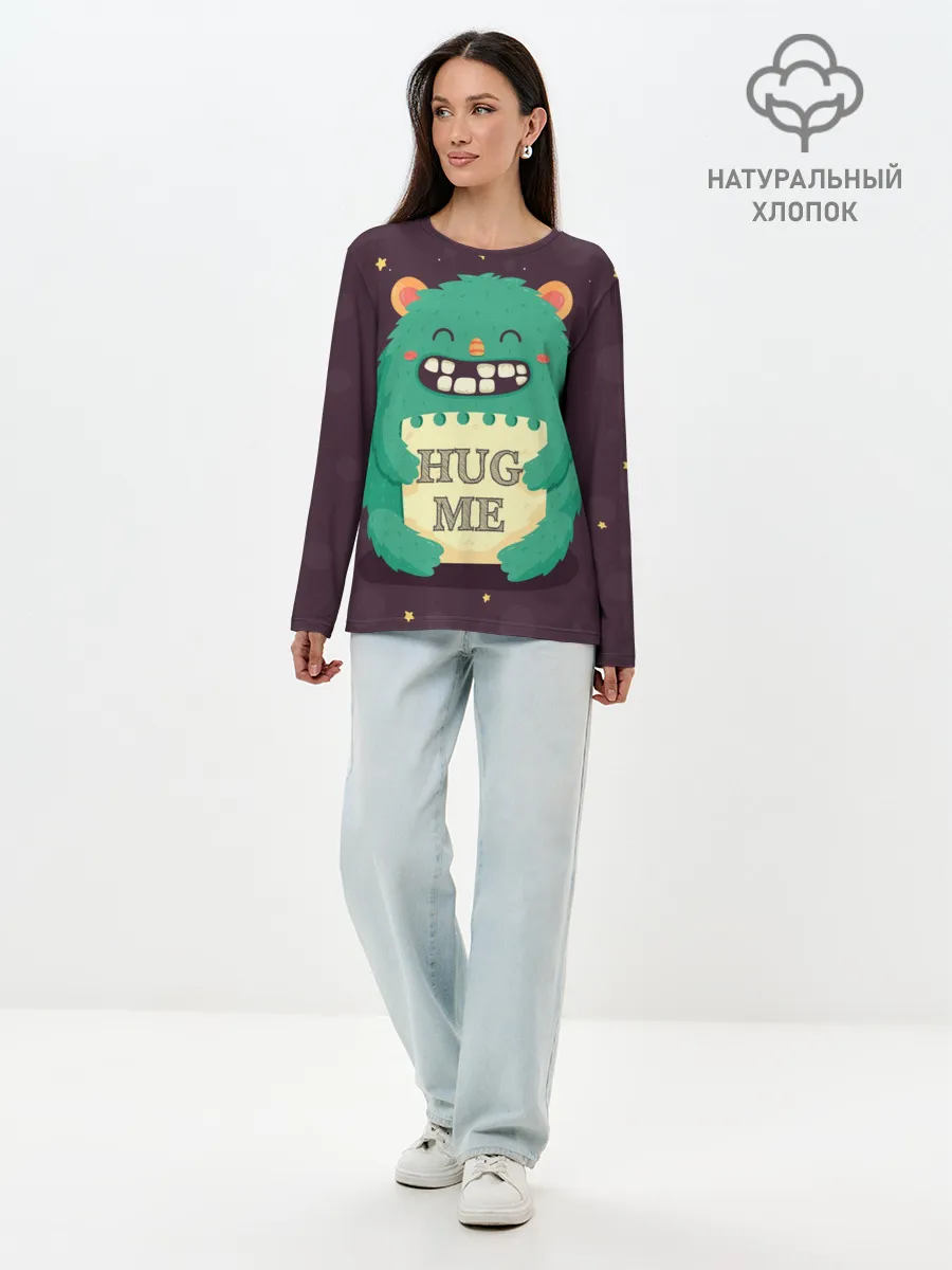 Лонгслив женский. Хлопок / Монстр обнимашки