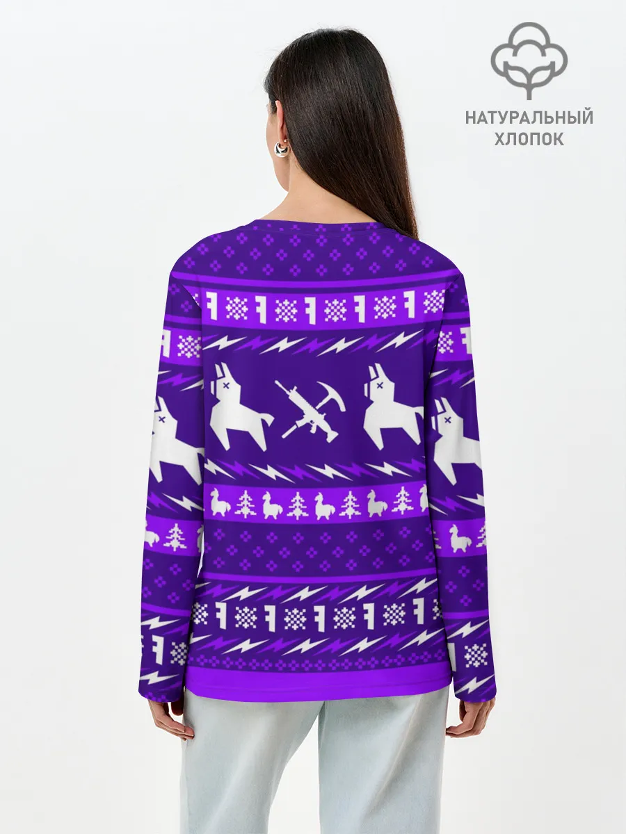 Лонгслив женский. Хлопок / FORTNITE НОВОГОДНИЙ