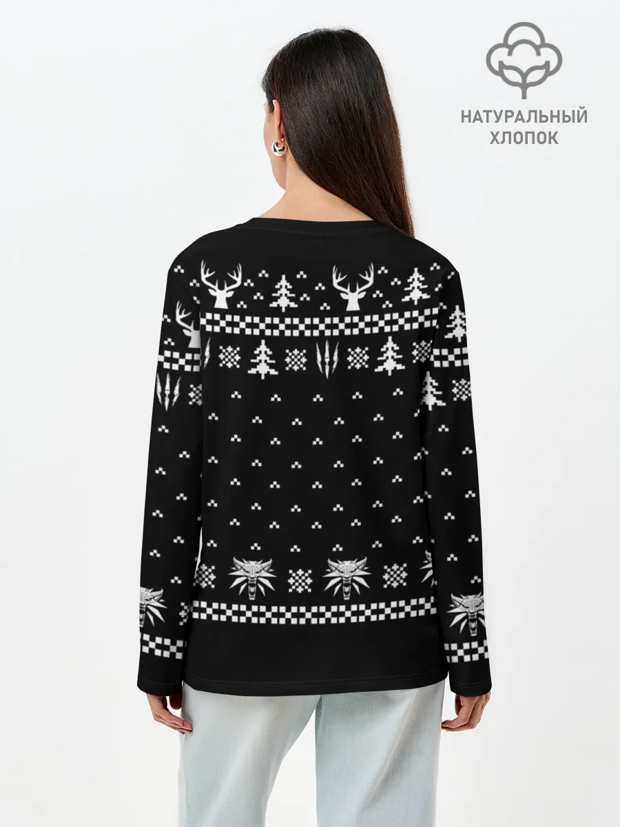 Лонгслив женский. Хлопок / ВЕДЬМАК НОВОГОДНИЙ