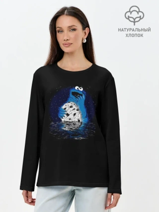 Лонгслив женский. Хлопок / Cookie monster