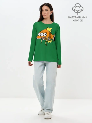 Лонгслив женский. Хлопок / Радиоактивная Рыбка