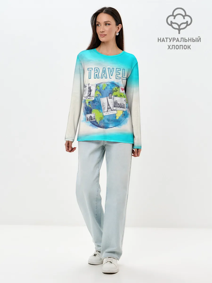 Лонгслив женский. Хлопок / Путешествуй!