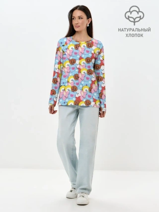 Лонгслив женский. Хлопок / BTS BT21 STICKERS