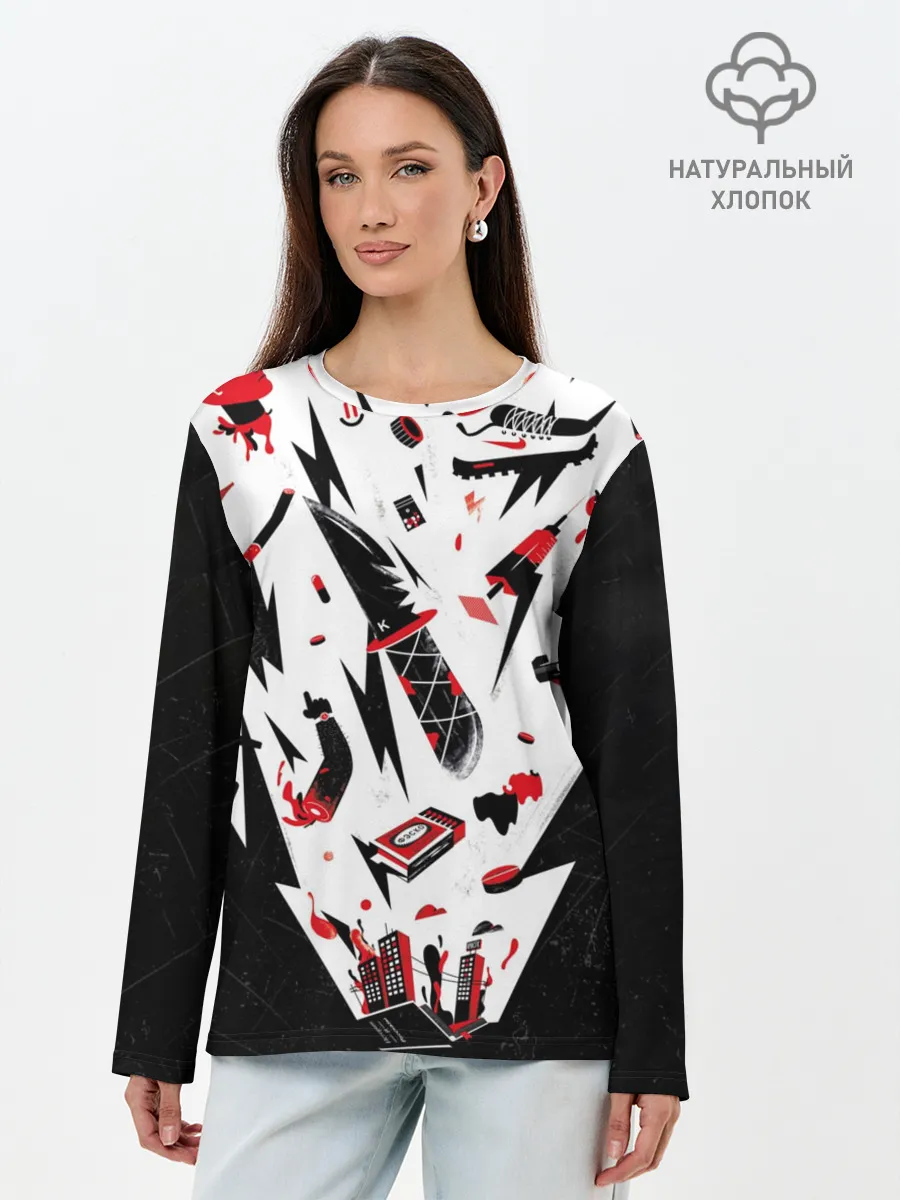 Лонгслив женский. Хлопок / Кровосток